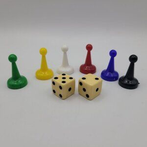 Careers Board Game Replacement Tokens Dice Six Pieces 1971 Purple Blue Yellow Re